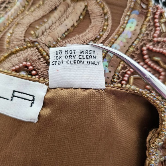 SCALA Vintage 100% Silk Beaded, Embroidered and Sequin Golden Brown Jacket Sz S - Picture 11 of 14